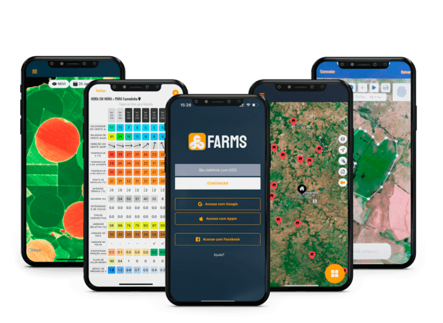 aplicativo para agronegócio farms agricultura mapas de satélite previsão do tempo medição de área polígonos ndvi